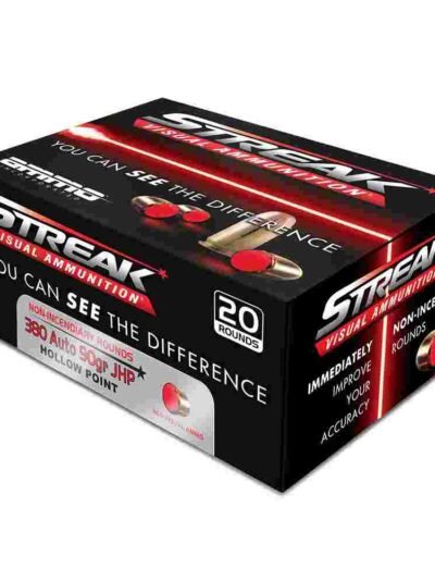 Ammo Inc Streak Handgun Ammunition Red .380 Auto 90 gr JHP 980 fps 20/ct