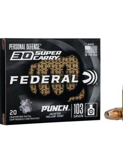 Federal Punch Handgun Ammunition .30 SC 103gr JHP 1130 fps 20/ct