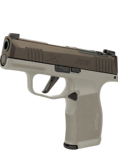 SIG SAUER P365X TWO TONE TAN 9MM PSTL 3.1" BBL 2-12RD MAGS, OPTC PLTE COVER