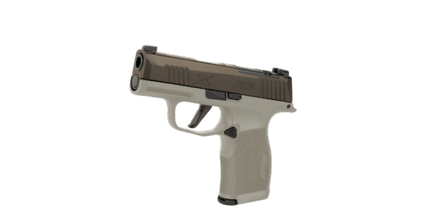 SIG SAUER P365X TWO TONE TAN 9MM PSTL 3.1" BBL 2-12RD MAGS, OPTC PLTE COVER