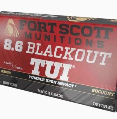 FORT SCOTT 8.6 BLACK OUT 235GR SUPER SONIC SOLID COPPER TUI 20RD BOX 10 BOXES PER CASE