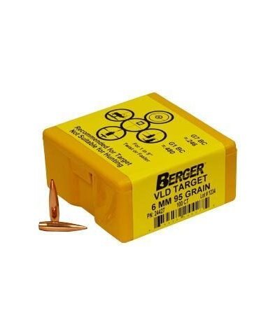 Berger Match Grade Target Bullets 6mm .243" 95 gr VLD TARGET 100/box