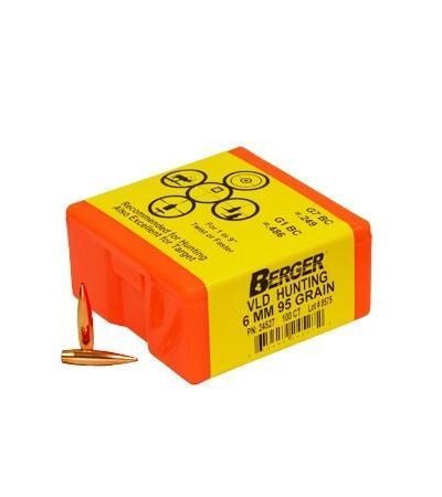 Berger Match Grade Hunting Bullets 6mm .243" 95 gr VLD HUNTER 100/box