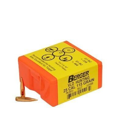 Berger Match Grade Hunting Bullets .25 cal .257" 115 gr VLD HUNTER 100/box