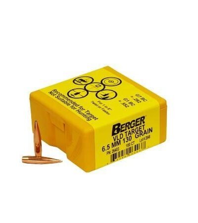 Berger Match Grade Target Bullets 6.5mm .264" 130 gr VLD TARGET 100/box