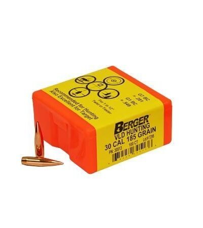 Berger Match Grade Hunting Bullets .30 cal .308" 185 gr VLD HUNTER 100/box