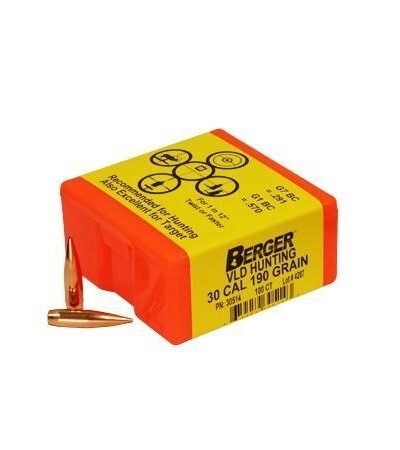Berger Match Grade Hunting Bullets .30 cal .308" 190 gr VLD HUNTER 100/box