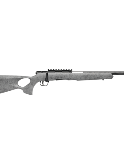 Savage B22 Magnum Timberlite Thumbhole Rifle .22 WMR 10rd Magazine 18" 1/2x28 Threaded Barrel Grey with Black Spiderweb