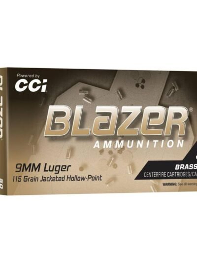 Blazer Brass Handgun Ammunition 9mm Luger 115gr JHP 1145 fps 50/ct