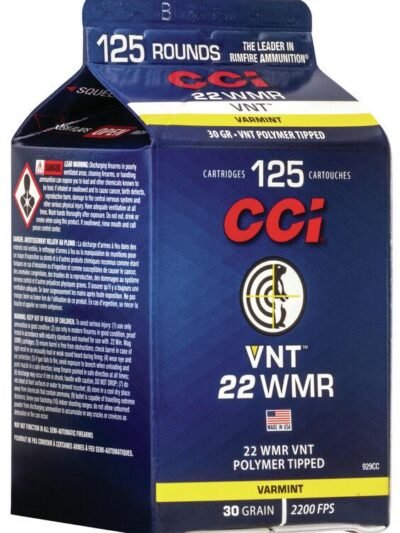 CCI Varmint Rimfire Ammunition .22 WMR 30 gr VNT 2200 fps 125/ct