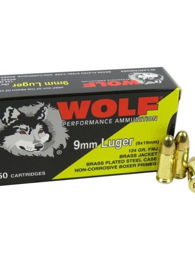 Wolf (Turkish) Performance Handgun Ammunition 9mm Luger 124gr FMJ 50/ct