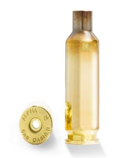 Alpha Munitions Ultra Premium Unprimed Brass Cartridge Cases 6mm Dasher Brass 100/Box