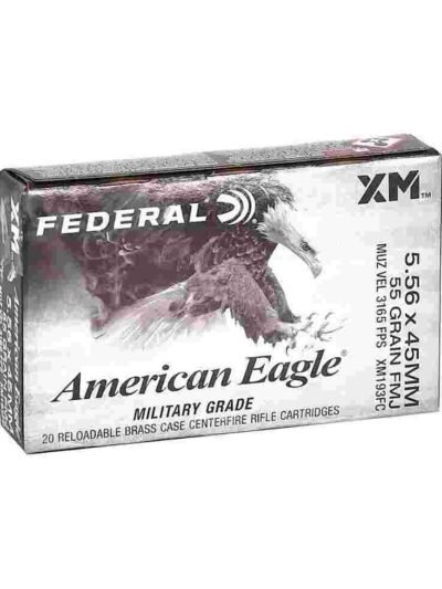 Federal American Eagle Rifle Ammunition 5.56mm 55gr FMJ 3165 fps 20/ct