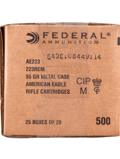 Federal Ammo American Eagle Rifle Ammunition .223 Rem 55 gr FMJ 3240 fps 500/rd Case