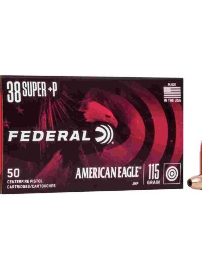 American Eagle Handgun Ammunition .38 Super (+P) 115 gr JHP 1130 fps 50/box