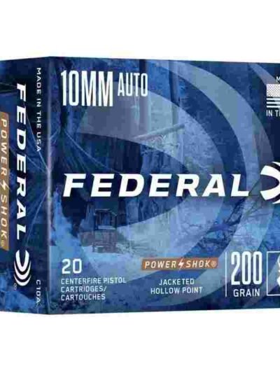 Federal Power-Shok Handgun Ammunition 10mm Auto 200gr JHP 1110 fps 20/ct