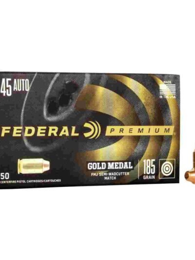 Federal Premium Gold Medal Handgun Ammunition .45 ACP 185 gr FMJ-SWC 770 fps 50/box