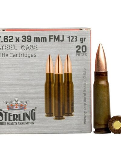 Global Ordnance Sterling Steel Case Rifle Ammunition 7.62x39mm 123gr FMJ 2362 fps 20/ct