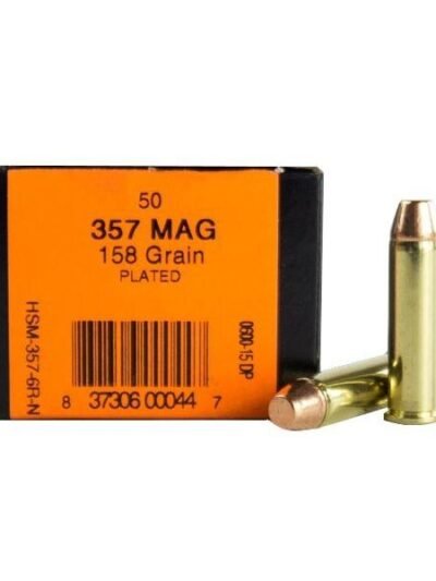 HSM Training Handgun Ammunition .357 Mag 158gr Plated FP 1058 fps 50/ct