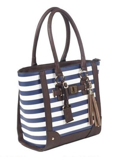 Bulldog Tote Style Purse w/Holster - Navy Stripe