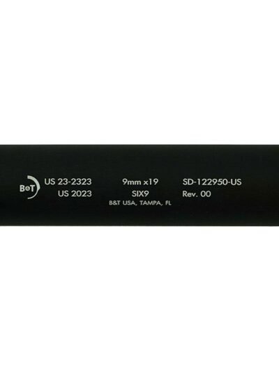 B&T Six9 Wipe Suppressor ONLY 9mm Luger Black Firearm Sold Separately