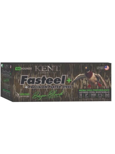 Kent Fasteel+ Precision Plated Steel Bayou Blend Shotshells 12ga 3" 1-1/4oz 1450 fps #3 & #5 100/ct