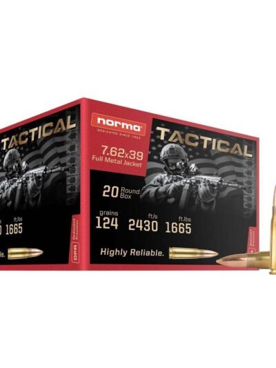 Norma Range & Training Rifle Ammunition 7.62x39 124gr FMJ 2430 fps 20/ct