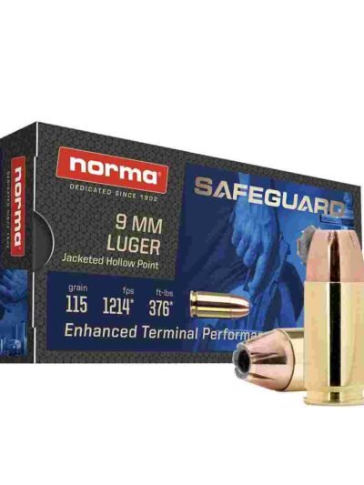 Norma Safeguard Handgun Ammunition 9mm Luger 115gr JHP 1214 fps 50/ct