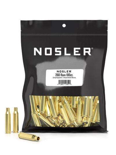 Nosler Unprimed Unprepped Brass Rifle Cartridge Cases .260 Rem NOS HS 100/ct (BULK)