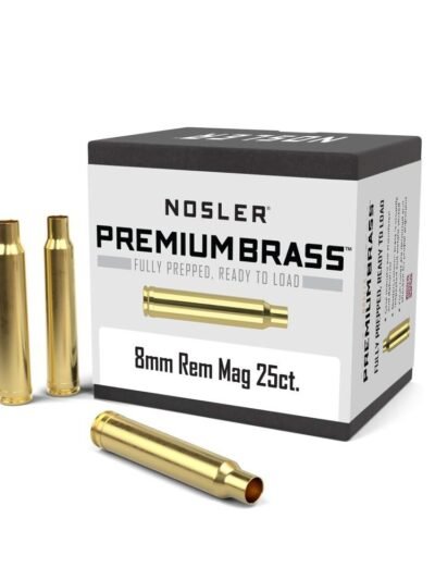 Nosler Unprimed Brass Rifle Cartridge Cases 8mm Rem Mag 25/ct