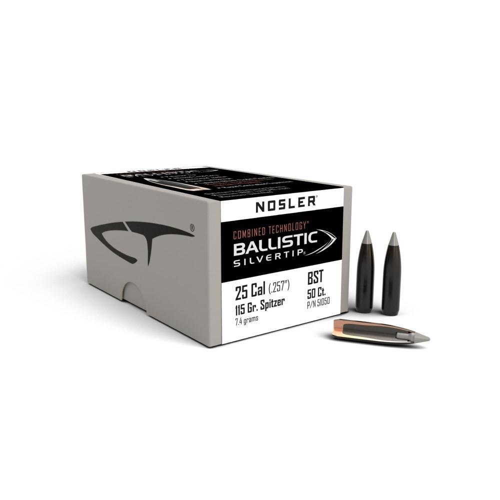 Nosler Ballistic SilverTip Hunting Rifle Bullets .25 cal .257" 115 gr SBT-BSTIP 50/ct
