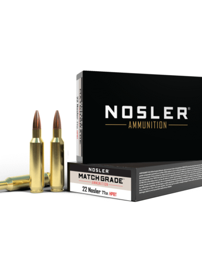 Nosler Custom Competition Match Grade Rifle Ammunition .22 Nosler 77 gr OTM 2950 fps 20/ct