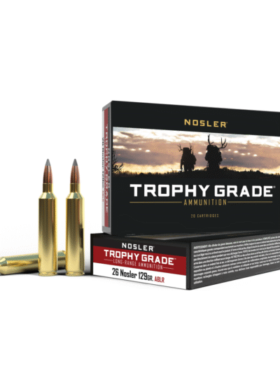 Nosler Accubond Long Range Trophy Grade Rifle Ammunition 26 Nosler 129 gr PT 3400 fps 20/ct