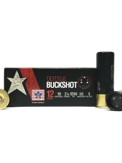 PPU Stars & Stripes Defense Buckshot Shotshells 12ga 2-3/4" 9-pellet 1200 fps 00 250/ct Case (25 Boxes)
