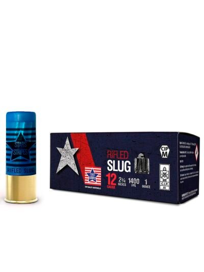 PPU Stars & Stripes Rifled Slug Shotshells 12ga 2-3/4'' 1oz 1400fps Slug 10/ct