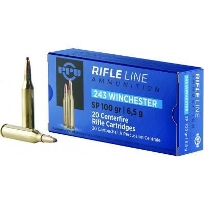 PPU Rifle Ammunition .243 Win 100 gr SP 2960 fps 20/ct
