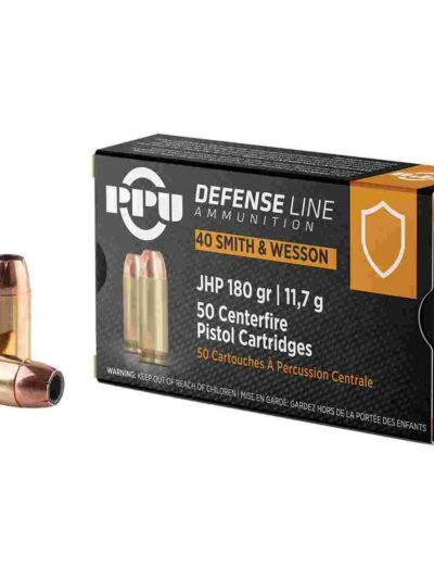 PPU Handgun Ammunition .40 S&W Auto 180 gr JHP 967 fps 50/ct