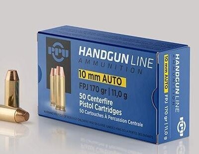 PPU Handgun Ammunition 10mm Auto 170 gr FPJ 1115 fps 50/ct