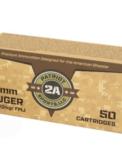 Patriot Sports Brass Case Handgun Ammunition 9mm Luger 124gr FMJ 1148 fps 50/ct
