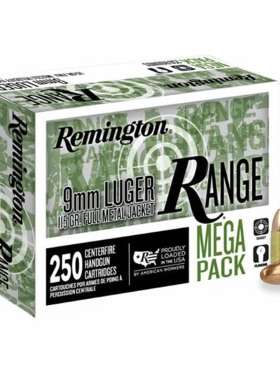 Remington Range Handgun Ammunition 9mm Luger 115 gr. FMJ 1145 fps 250/ct