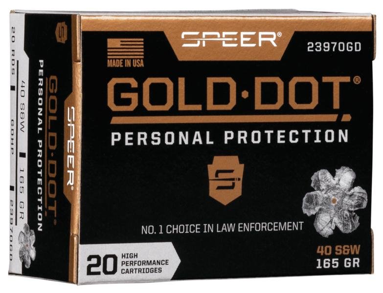 Speer Gold Dot Handgun Ammunition .40 S&W 165gr HP 1150 fps 20/ct