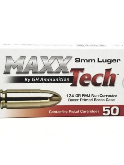 MAXXTech Handgun Ammunition 9mm Luger 124gr FMJ 1126 fps 50/ct