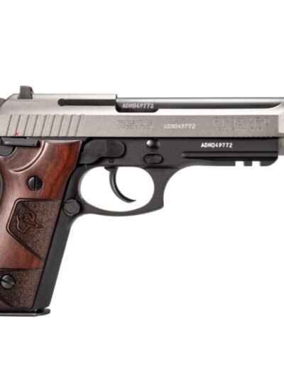 Taurus PT92 Handgun 9mm Luger 17rd Magazines (2) 5" Barrel Black Silver with Wood Grips