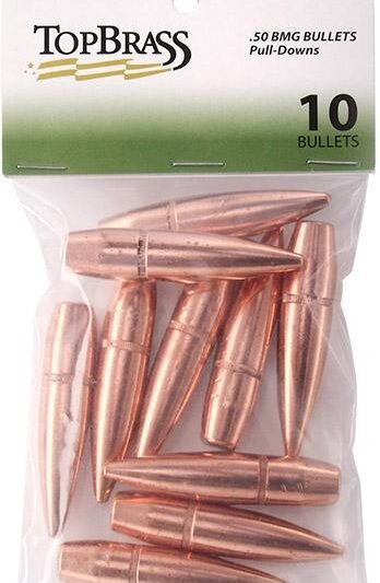 Top Brass Pull-Down Bullets .50 BMG 647gr FMJ 10/ct