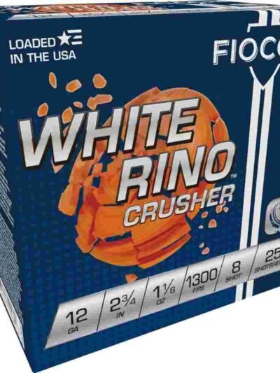 Fiocchi White Rino Crusher Shotshells 12 ga 2-3/4" 1-1/8oz 1300 fps #8 25/ct