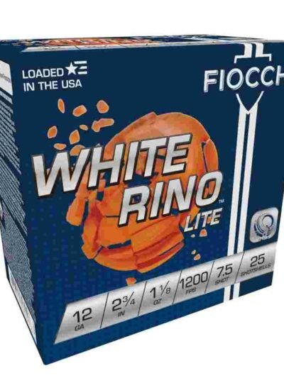 Fiocchi White Rino Lite Shotshells 12 ga 2-3/4" 1-1/8oz 1200 fps #7.5 25/ct