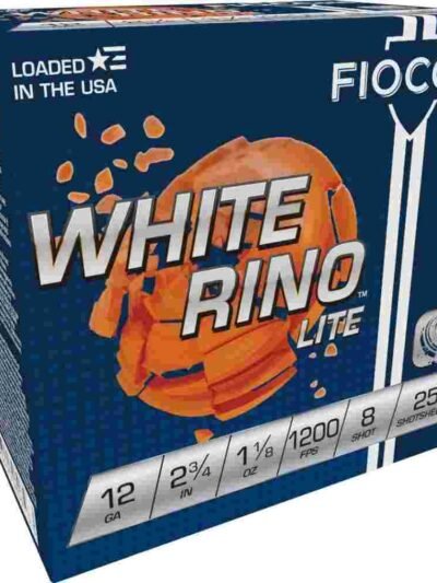 Fiocchi White Rino Lite Shotshells 12 ga 2-3/4" 1-1/8oz 1200 fps #8 25/ct