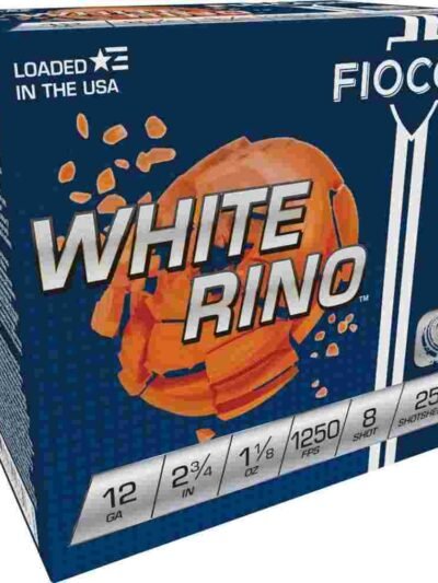 Fiocchi White Rino Shotshells 12 ga 2 3/4" 1 1/8oz 1250fps #8 25/ct