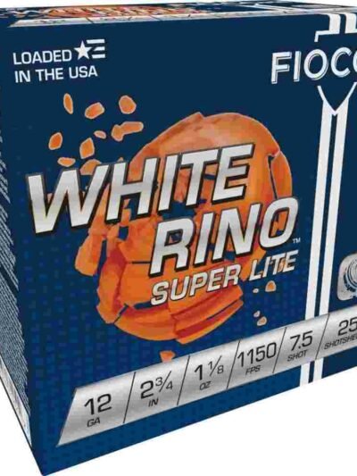Fiocchi White Rino Super Lite Shotshells 12 ga 2-3/4" 1-1/8oz 1150 fps #7.5 25/ct