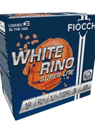 Fiocchi White Rino Super Lite Shotshells 12 ga 2-3/4" 1-1/8oz 1150 fps #8 25/ct